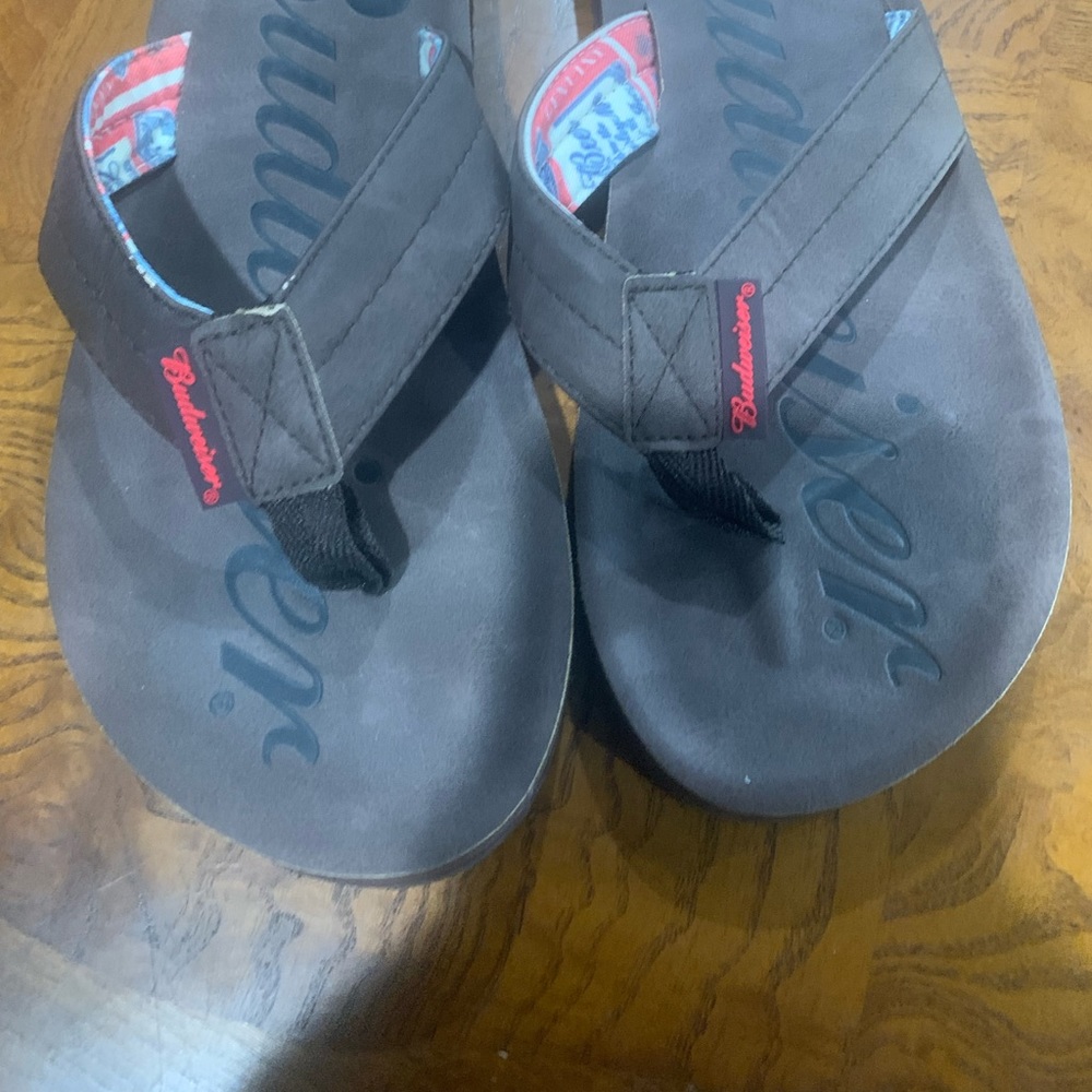Budweiser men flip flops . Large like new
